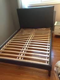 Upholstered Double Bed Becomes West Elm On The Cheap Ikea Hackers Diy Headboard Upholstered Diy Headboard Ikea Fjellse