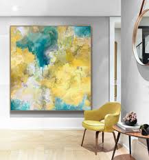 Large abstract oil painting original art modern artwork original painting on canvas !!! Yellow Painting Blue Abstract Canvas Painting Abstract Painting Of Sky Cloud Sea Large Wall Abstract Painting