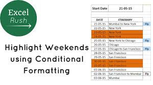 highlight weekends using conditional formatting in excel plan your trip cheaper