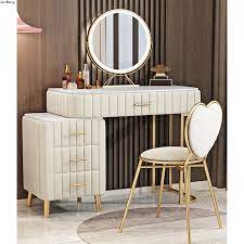 These homeowners have done some clever bedroom renovations to create a combination dressing table and study area. Modern Luxury Golden Dressing Table Bedroom Furniture Iron Dressers Salon With Drawer Makeup Table And Chair Combination Aliexpress