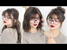 This is one of the best fringe medium hairstyles for round face looks that can be done by shifting the sections to the front. Super Easy Cute Hairstyles For Bangs Glasses Youtube Hairstyles With Glasses Hairstyles For Bangs Hairstyles With Bangs