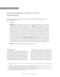 Pdf Use Of Orthodontic Records In Human Identification
