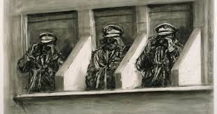 Drawing For The Film Tide Table Officers With Binoculars Sfmoma Drawings Artist Artist Painting