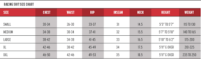 Sizing Charts Simpson Racing Products