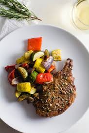 An easy recipe for baking pork chops in the oven. Sheet Pan Balsamic Pork Chops With Roasted Veggies Coffee Crumbs