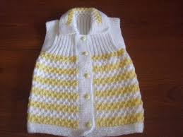Sari Beyaz Orgu Kiz Cocuk Yelegi Baby Knitting Baby Knitting Patterns Cardigan