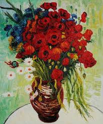 Vase with flowers, coffeepot and fruit Vase With Daisies And Poppies 1890 By Vincent Van Gogh