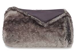 Faux fur fleece throw soft warm mink large sofa bed blanket single double king. Haven Faux Fur Throw Grey Wolf Urban Barn