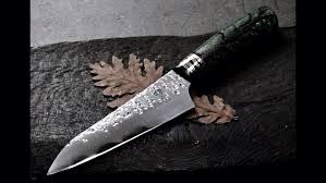 Custom Kitchen Knife With Tree Handle In 2020 Kitchen Knives Kitchen Knives Handmade Knife Set Kitchen