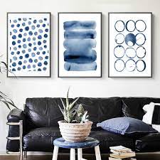 Keeping the walls white while distributing vibrant shades around the room does not detract but instead compliments the room's gorgeous hearth. Modern Abstract Canvas Paintings Blue Wall Picture Nordic Posters And Wall Art Print Living Room Decoration Home Office Decor Painting Calligraphy Aliexpress