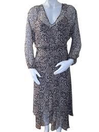 VERONICA BEARD Quinlan Paisley Silk Midi-Dress Black Brown Size 10 | eBay