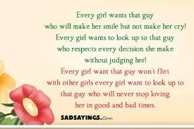 ♥ the sun has made our paths golden today. Every Girl Wants That Guy Who Will Make Her Smile But Not Make Her Cry Every Girl Wants Sadsayings Com