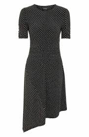 Black And White Spot Midi Dress Zara Topshop Polka Dot Asymmetrical Midi Dress Ruched Midi Dress Asymmetrical Midi Dress Dresses