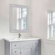 Shop for bathroom mirror vanity online at target. Home Decorators Collection 27 5 In W X 33 5 In H Framed Rectangular Anti Fog Bathroom Vanity Mirror In Gray 83024 The Home Depot