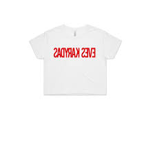 Eves Karydas Backwards Logo White Crop T Shirt