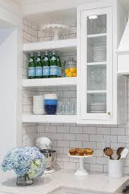 4.6 out of 5 stars. Glass Front Cabinet Next To Floating Shelves Transitional Kitchen
