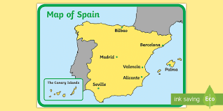 Spain map and satellite image. Spain Display Map Teacher Made