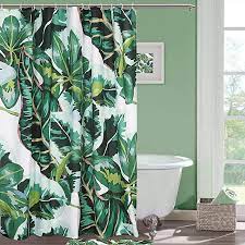 Amazon Com Seavish Fabric Shower Curtain Tropical Jungle Banana Leaves Plant Shower Curtains Water Fabric Shower Curtains Tropical Curtains Printed Curtains