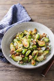 Blue cheese and roasted brussels sprouts pizza. Roasted Brussels Sprouts With Walnuts And Blue Cheese Low Carb Maven