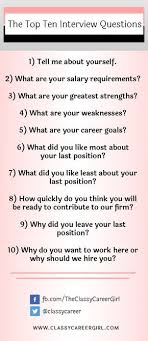 How To Answer The Top Ten Most Asked Interview Questions Video Classy Career Girl Job Interview Tips Job Info This Or That Questions