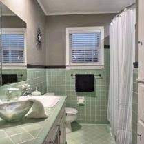 The subtle color goes well with a wide range of accent colors. 42 Shocking Details About Painting Tile Bathroom Wall Floors Uncovered 145 Green Tile Bathroom Green Bathroom Tile Bathroom