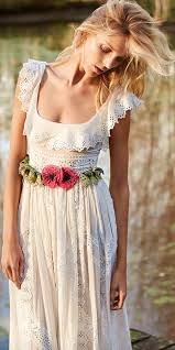 Love This Dress White Eyeleted Floor Length With Beautiful Flowers Entwined Casual Beach Wedding Dress Casual Beach Wedding Beach Wedding Dress
