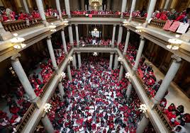 The indiana statehouse is the state capitol building of the u.s. 147 Indiana School Districts Canceled Classes As Teachers Protested At The State Capitol Pittsburgh Post Gazette