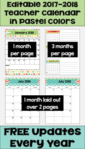 This 2017 2018 Editable Calendar Is Printable And Is Perfect For School Or For Kids Th Free Printable Calendar Templates Editable Calendar Teacher Calendar