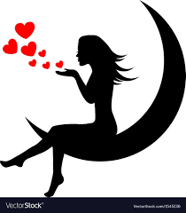 Girl Sitting On The Moon And Blows With Hands Hearts Download A Free Preview Or High Quality Adobe Illustrat Silhouette Art Moon Silhouette Butterfly Wall Art