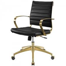Black And Gold Desk Chair Black Faux Leather Lumbar Support Swivel Gold Base Office Chair In 2020 Office Chair Black Office Chair Chair