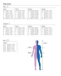 men and unisex kiwami apparel sizing chart