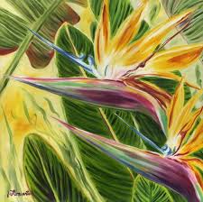 Painting Oil Painting Bird Of Paradise Flower Birds Of Paradise In Pastel Floravita Reverse Painted Glass Chandeliers Birds Of Paradise Birds Of Paradise Flower Flower Painting