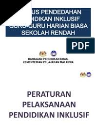 Definisi pendidikan inklusif ialah keadaan dimana murid berkeperluan khas duduk dan belajar bersama murid aliran perdana di dalam kelas aliran perdana. Pelaksanaan Pendidikan Inklusif Di Malaysia