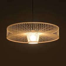 Beige Drum Pendant Lighting Single Light Asian Handmade Bamboo Suspended Light For Foyer Beautifulhalo Com