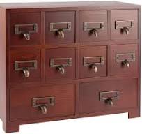 Retro-Styled Solid Wood Apothecary Cabinet with 10 Flexible Drawers and  Label Holder Drawer Pulls