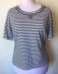 details about chico s women s striped jeweled embellished neckline top size 2 large