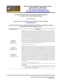 Lebih baik lagi kalau bisa datang ke tempat wawancara 15 menit sebelum waktu yang ditentukan. Pdf Faktor Faktor Yang Mempengaruhi Kemampuan Membaca Siswa Studi Kasus Di Sdn 105 Pekanbaru