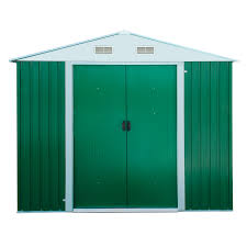 Metall Garten Geratehaus Gerateschuppen Gartenhaus Schuppen Grun 257x205x212 Cm Detec Handel De