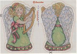 A lovely angel with harp. Silly Angel Cross Stitch Angels Christmas Cross Stitch Cross Stitch Christmas Ornaments