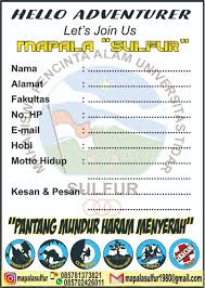 Maybe you would like to learn more about one of these? Formulir Pendaftaran Calon Anggota Baru Mapala Sulfur Universitas Tidar Mapalasulfur Untidar
