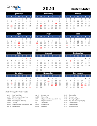 Federal holidays 2020 in the usa: 2020 United States Calendar With Holidays
