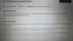 If you are asked to send references, develop a separate document instead of placing them directly on your resume. Ch 17 Resume Cover Letter Submit Assignment Due Jul Chegg Com