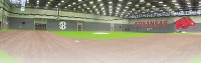 A baseball park consists of the playing field and the surrounding spectator seating. Fowler Family Baseball Track Training Center Arkansas Razorbacks