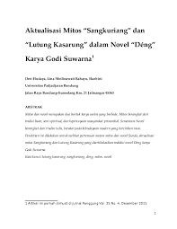 Maybe you would like to learn more about one of these? Doc Aktualisasi Mitos Sangkuriang Dan Lutung Kasarung Dalam Novel Deng Karya Godi Suwarna Deri Hudaya Academia Edu