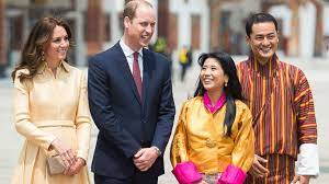 Bhutan's king jigme khesar namgyal wangchuck, left, and queen jetsun pema kiss in front of the crowd at the main stadium as part of their wedding celebrations. Prince William And Kate Meet Bhutan S King And Queen Abc News