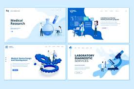 Set Of Medical Web Page Designs Medical Website Design Medical Device Design Page Design