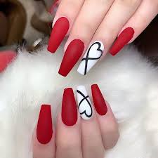 50 Valentine S Day Nail Art Ideas Cuded Red Acrylic Nails Red And White Nails Nail Designs Valentines
