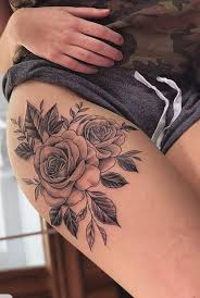 Lovely rose tattoo on thigh. Pin On Tattoos