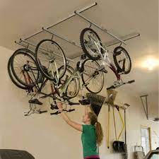 Saris Parking Cycle Glide Ceiling Mount Storage Rack 189 99 Storage Solutions Bike Storage Solutions Bike Storage Bike Storage Garage
