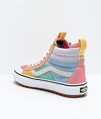 Vans Sk8 Hi Mte 2 0 Dx Pastel Blue Pink Purple Shoes Zumiez In 2020 Purple Shoes Vans Vans Sk8
